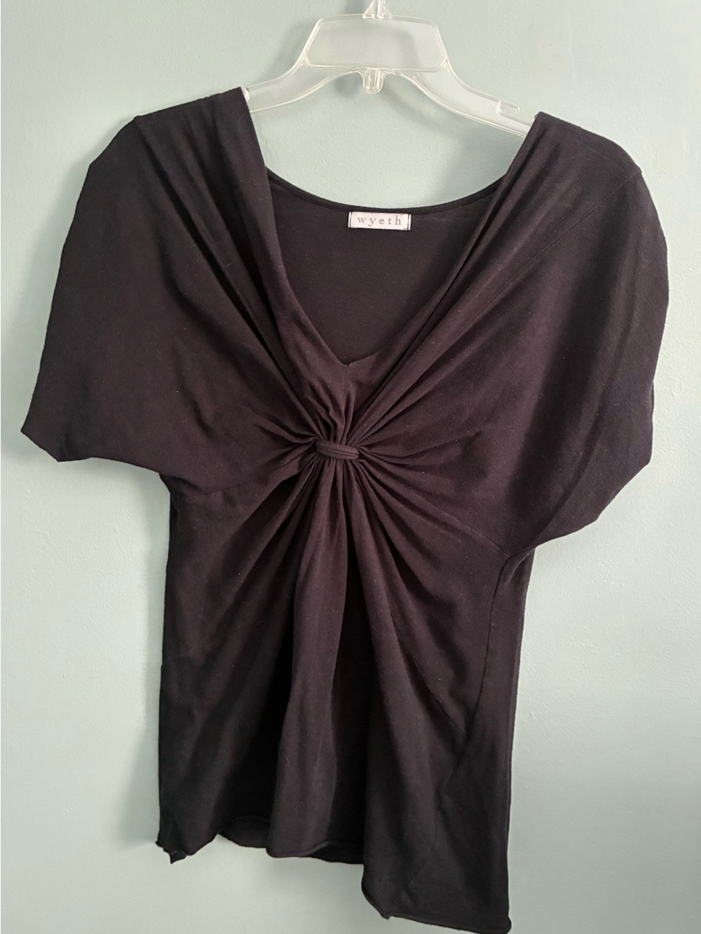 Black Knot-Front Short Sleeve Top